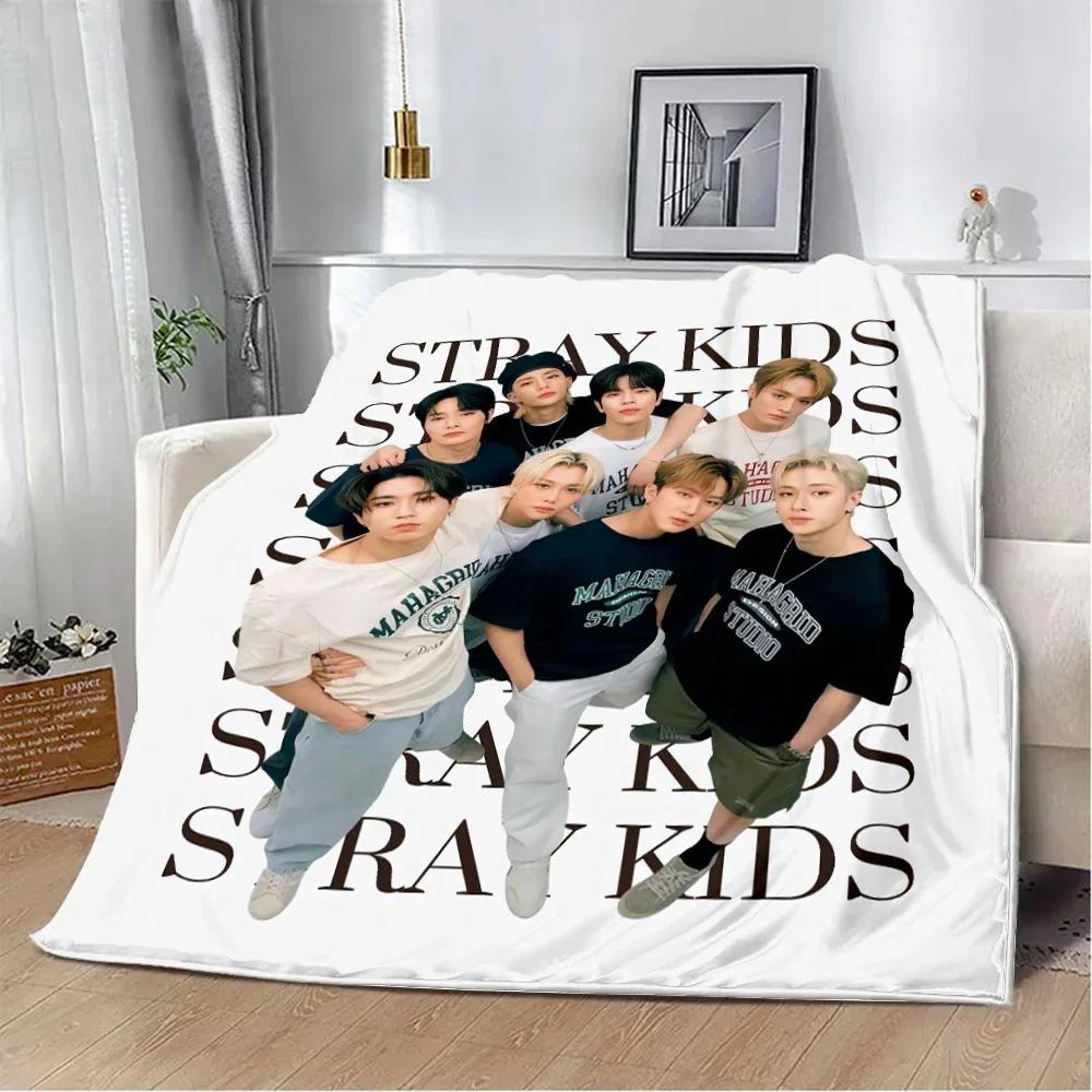 Stray Kids KPOP Printed Throw Blanket Soft Warm Perfect for Home Travel Picnics and Birthdays