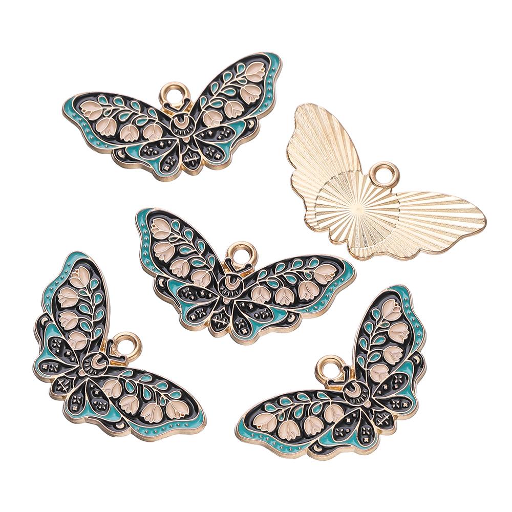 10pcs Enamel Butterfly Alloy Pendants Colorful Dropping Oil Necklace Charms For DIY Jewelry Bracelet Earrings Making Findings
