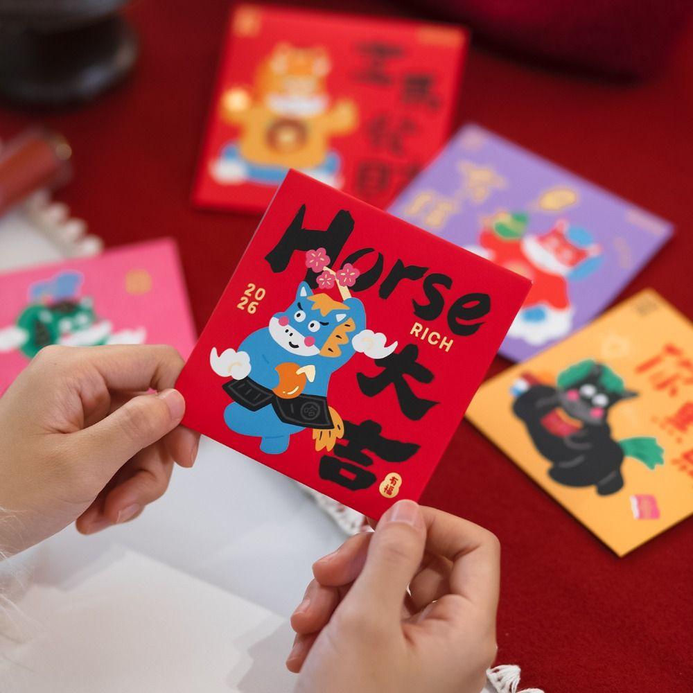 Hot Cute 2026 Horse Year Red Envelopes Zodiac Horse Pattern Chinese Style Red Packet New Year Supplies Party