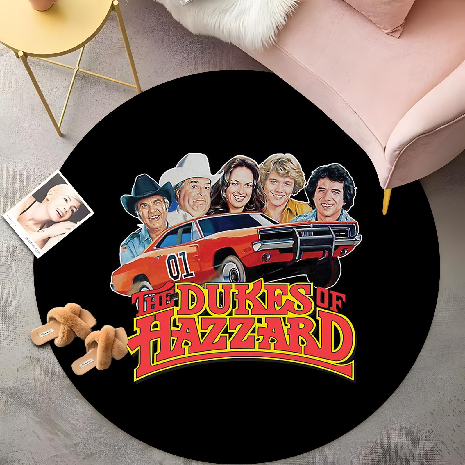 

Red Retro Car Rug with The Dukes of Hazzard Design Vintage Decor for Living Room or Bedroom 60cm