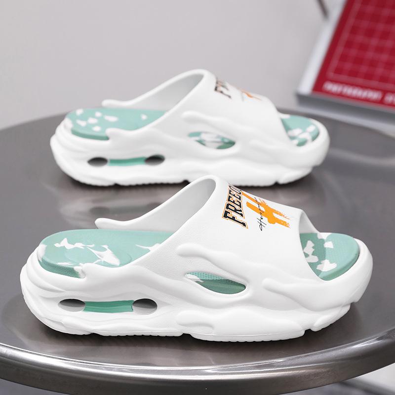 

One-word slippers thick bottom heightening high elastic EVA stepping on shit feeling foot cover home indoor high-grade slippers slippers 36-37 білий