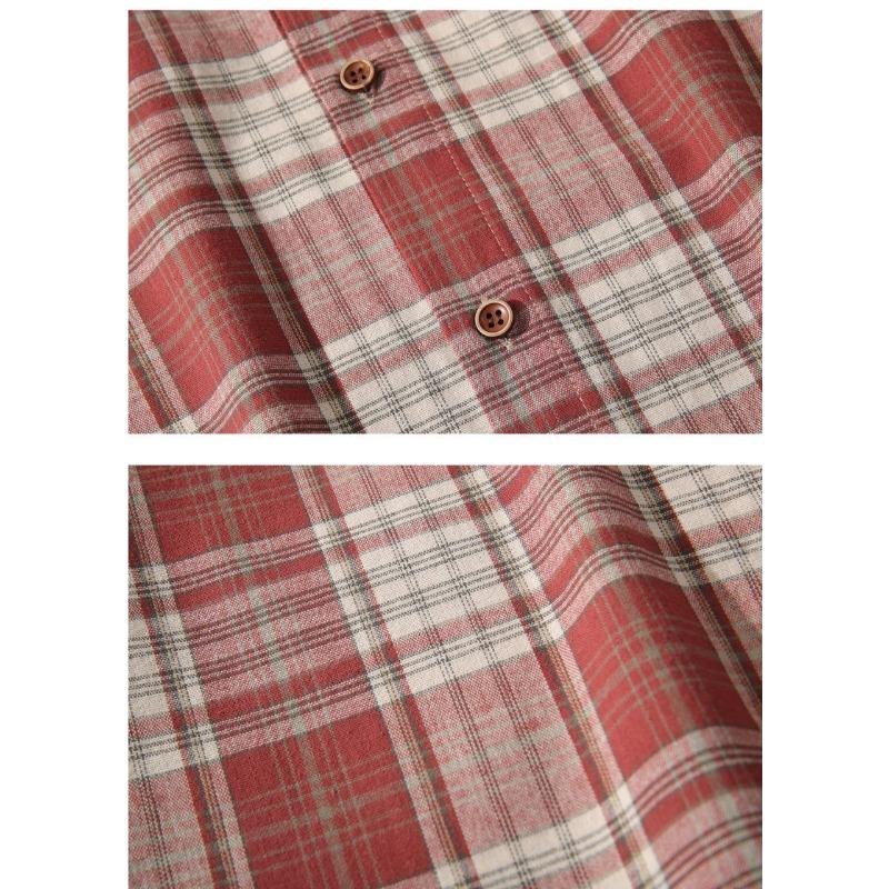 Men S Short Sleeve Plaid Loose Casual Vintage Fashion Shirt