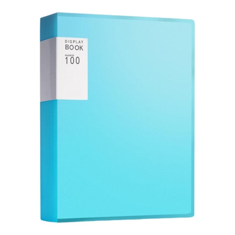 

100 Pocket File Display Folder Letter Size Presentation Display Book Water Resistant Documents Organiser for Office Sue синий