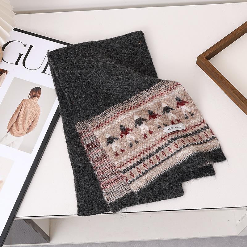 Retro Red Green Print Fashion Winter Women Knit Scarf Headscarf Casual Preppy Scarve Lady Mujer Wrap Shawl Korean New Christmas