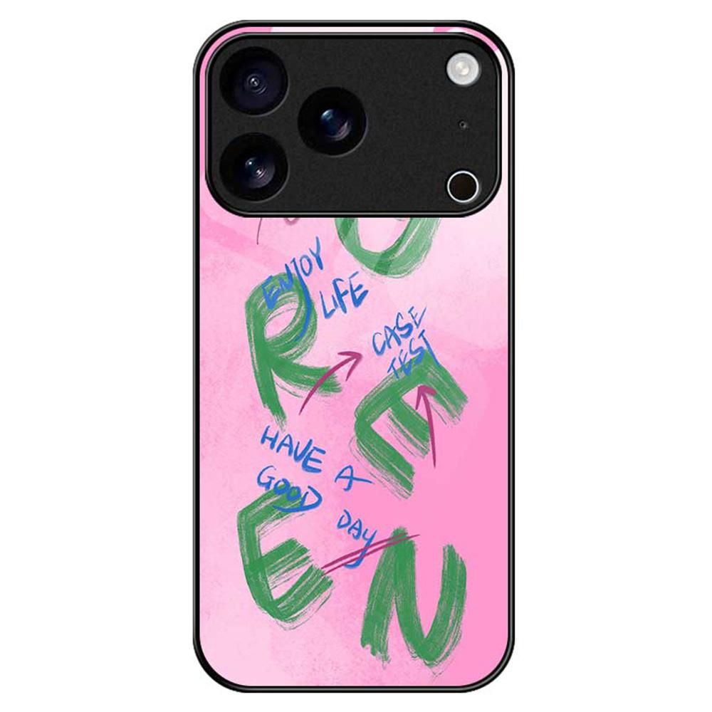 For iPhone 17 Pro Max Case Anti Drop TPU PC Tempered Glass Pattern Printing Phone Back Cover