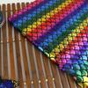 Mermaid Scales Fabric  Rainbow Color Hologram Two Way Stretch Fish Scale Fabric Sparkly Spandex Mermaid Printed Fish