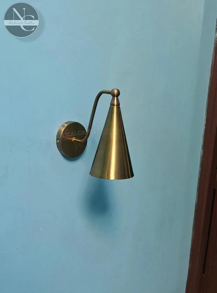Handmade Brass Wall Lamp Sconce Light Fixture Cone shape Wall Decor Lights
