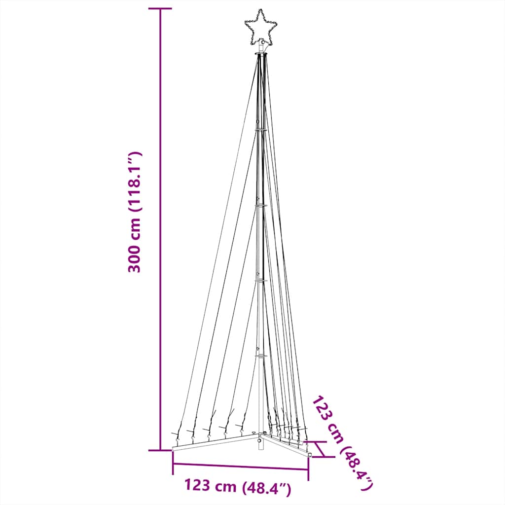 LED Christmas Tree 495 Multicolor LEDs 300.5 Cm