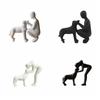 3D Printed Girl And Dog Statues Sculpture Canine Statues Crafts Cute Dog Figurine Pet Lovers Funny Desktop Ornaments Home Decor
