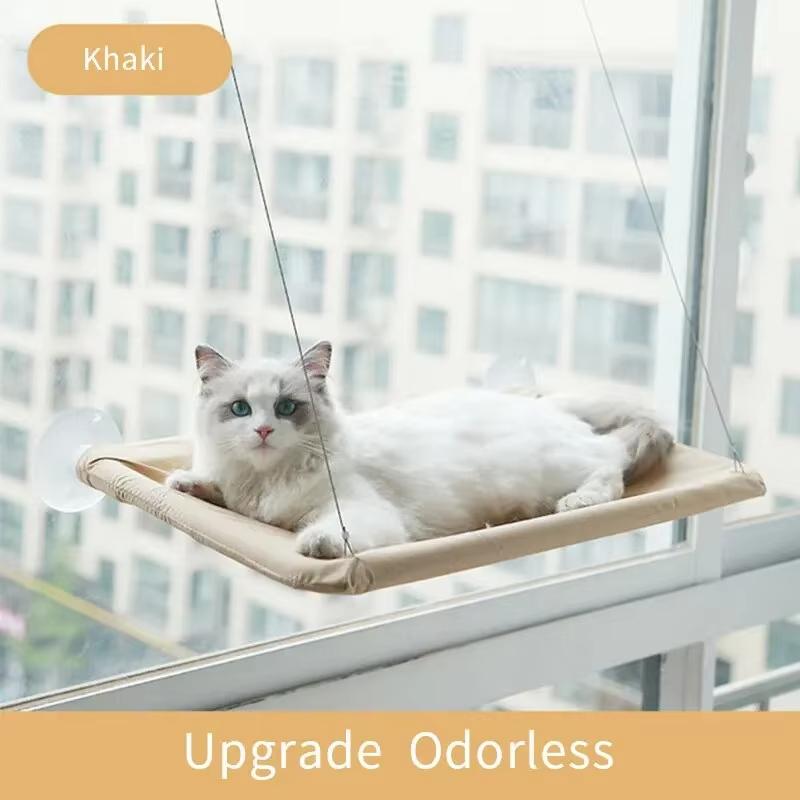 

Оконная гамак-лежанка для кошки Безопасная солнечная кровать для кошки с прочными усиленными присосками Экономичное по месту оконное место для сна кошки хаки