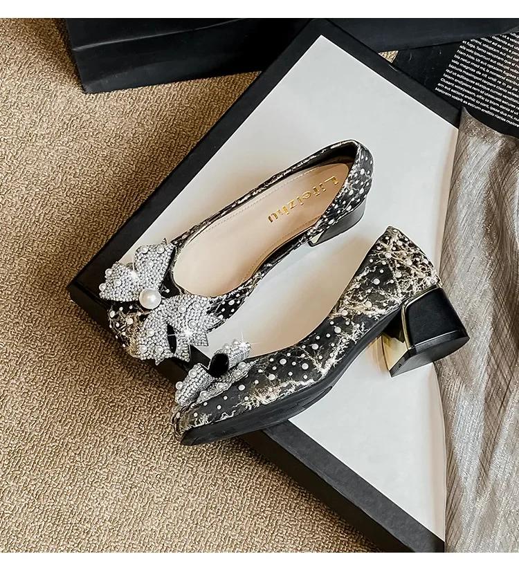 New Women Shoes Modern Pumps Girl Luxury Pearl Bowknot High Heels Shoes Ladies Party Dress Shoes