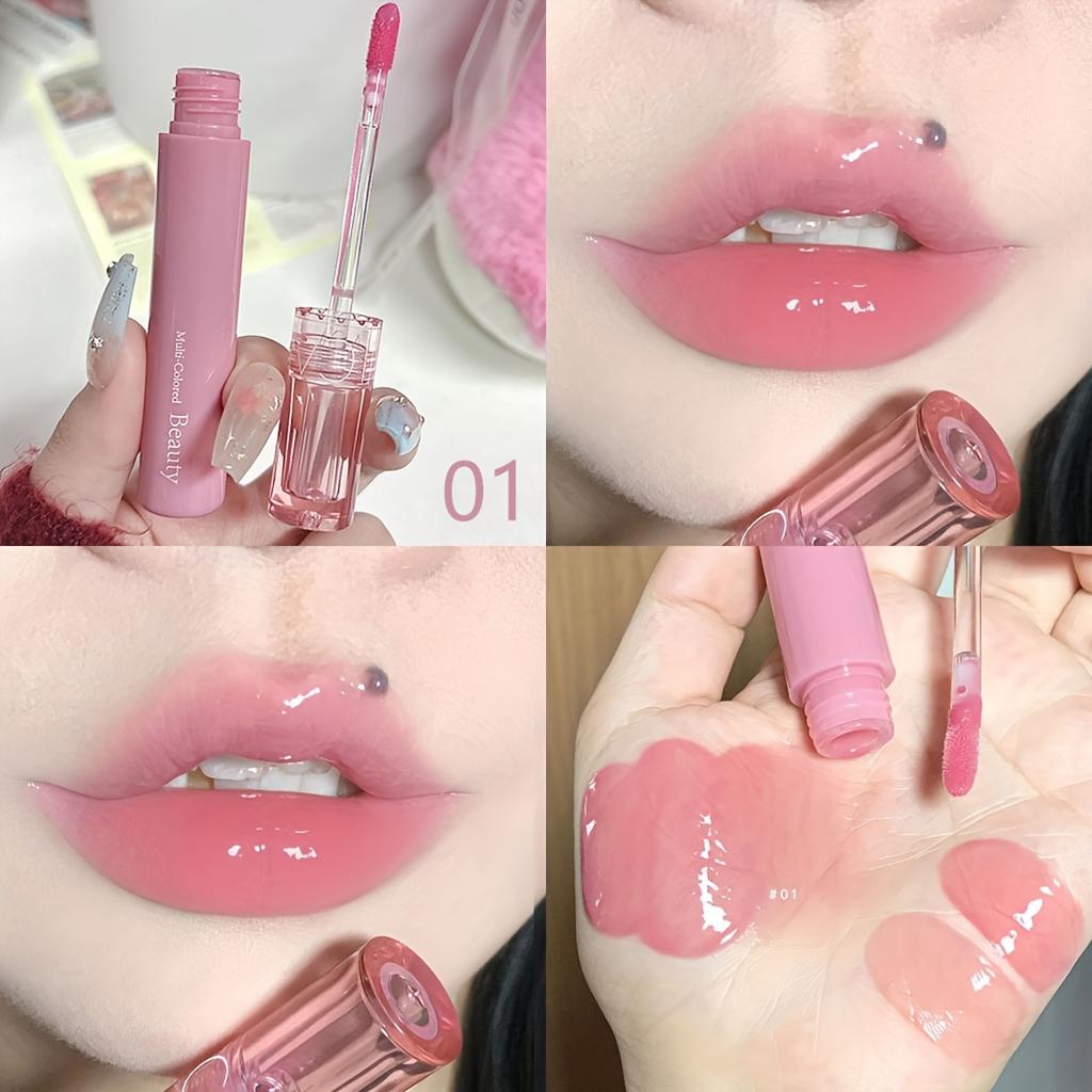 Gloss Labial Jelly Espelhado à Prova d'Água 6 Cores Brilho Labial Água-Luz Longa Duração Hidratante Brilhante Vermelho Tonalizante Lábios Maquiagem Cosméticos