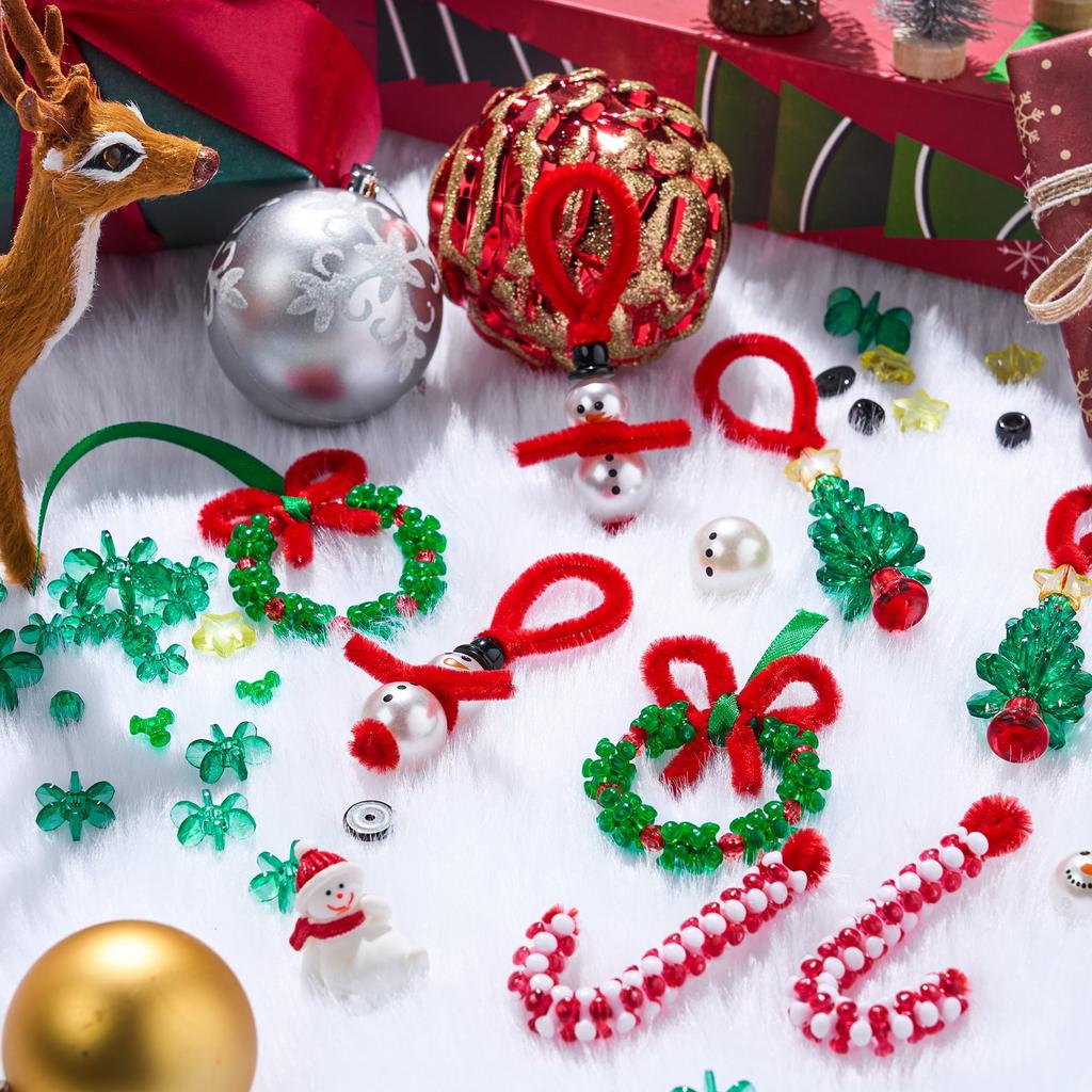 Joyfy Christmas Beaded Ornament Craft Make Up To 40 Hanging Ornaments of Snowman Xmas TreeCandy Canes for Xmas Ornaments Craft