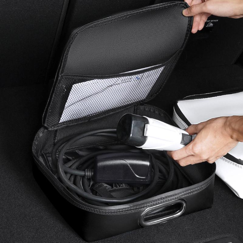 LDEPG1 Car Valve Cap New Energy Car Charging Cable Storage Box Charger Portable Bag For Tesla Model 3 Y  S X Cybertruck Coil Highland