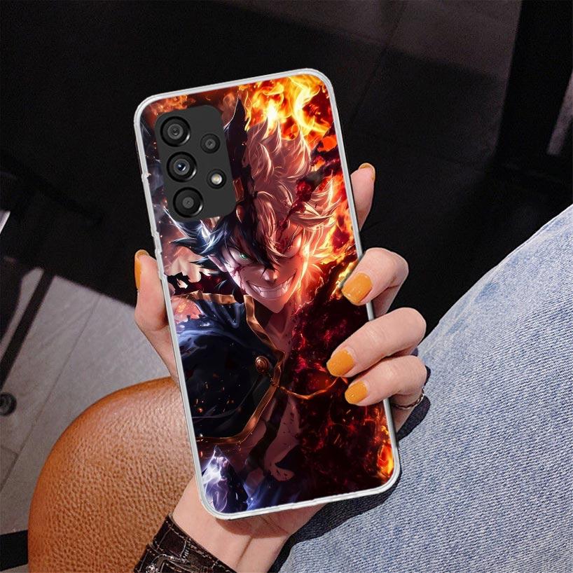 Black C-Clovers Anime Phone Case For Samsung Galaxy A52 A32 A22 A12 A51 A31 A50S A30S A20S A10S Note 20 Ultra 10 Plus S10 A72 A7