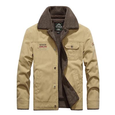 Men's Winter Large Size Loose Cotton-padded Jacket Men's Fashion Velvet Thickened Multi-bag Tooling Lapel Cotton-padded Jacket