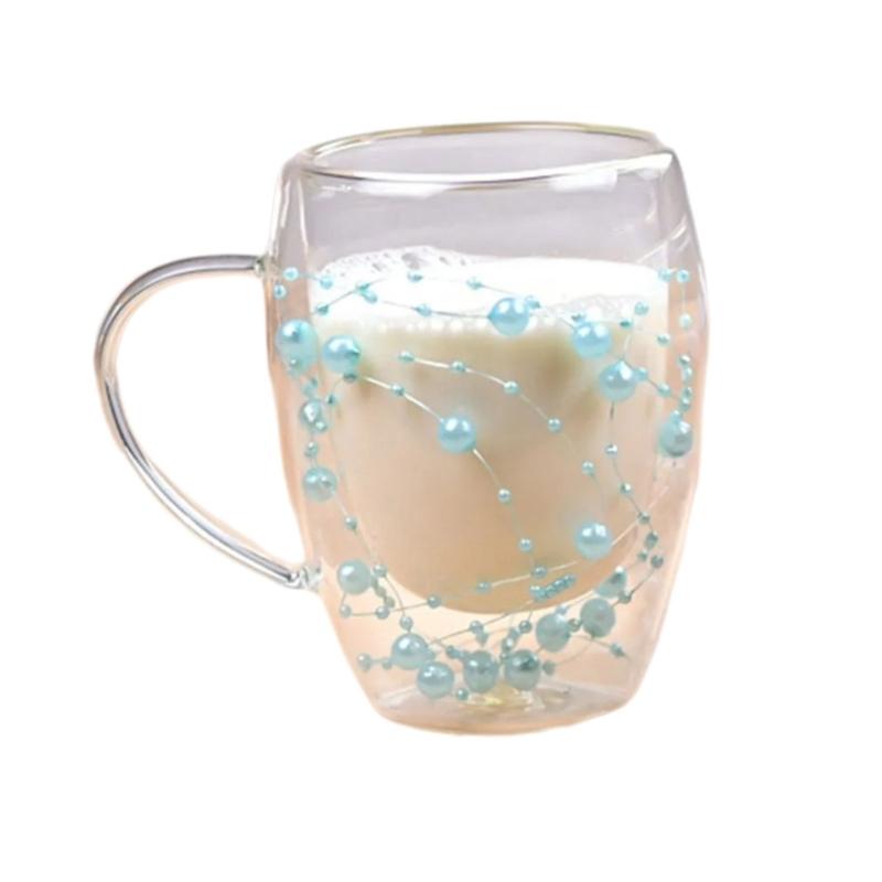 

Double Layer Glass Coffee Mugs 350ML Insulating Cups Home Gathering Cups Suitable for Coffee Enthusiasts Present синий