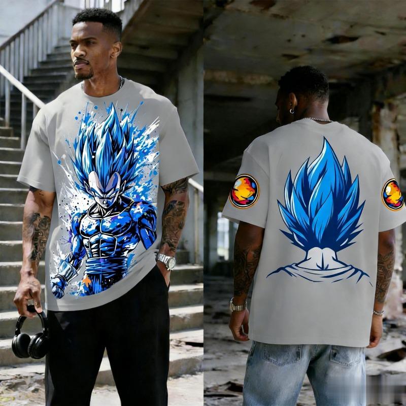 2026 Dragon Ball Vegeta Printed Trendy Versatile Short Sleeve T-Shirt Y2k Style Summer Men's Casual