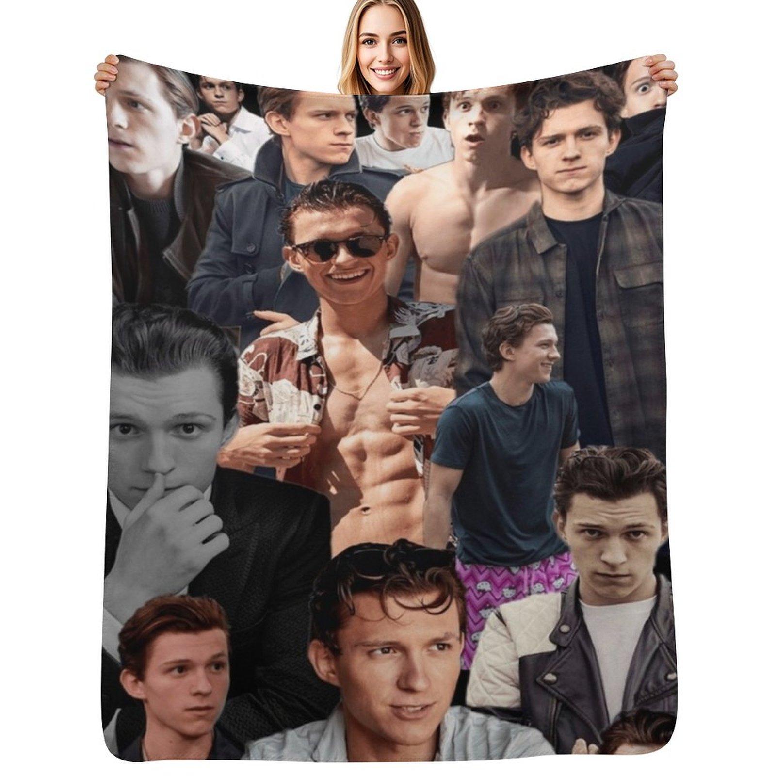 Tom Holland Collage Throw Blanket Fluffy Cozy Throw Blanket for Home Decor Size: 75*100cm, Weight: 230 GSM
