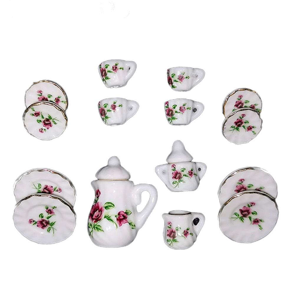 Mini Ceramic Tea Set Perfect Play Toy for Kids - Miniature Food Dishes Cups Plates For Children Tea Cups
