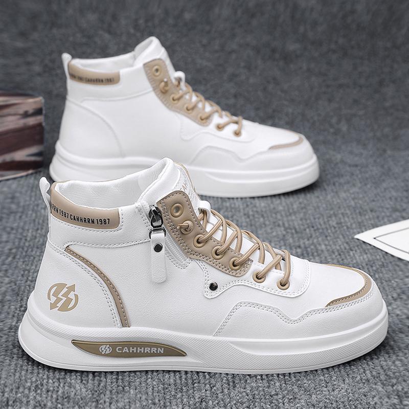 Autumn 22 new small leather shoes high-top casual board shoes trendy youth thick-soled heightening sports shoes