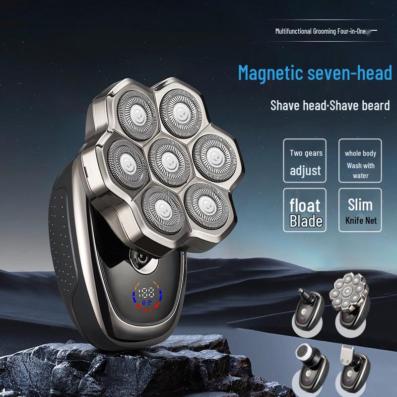 High-Power Waterproof Electric Shaver for Men's Bald Head