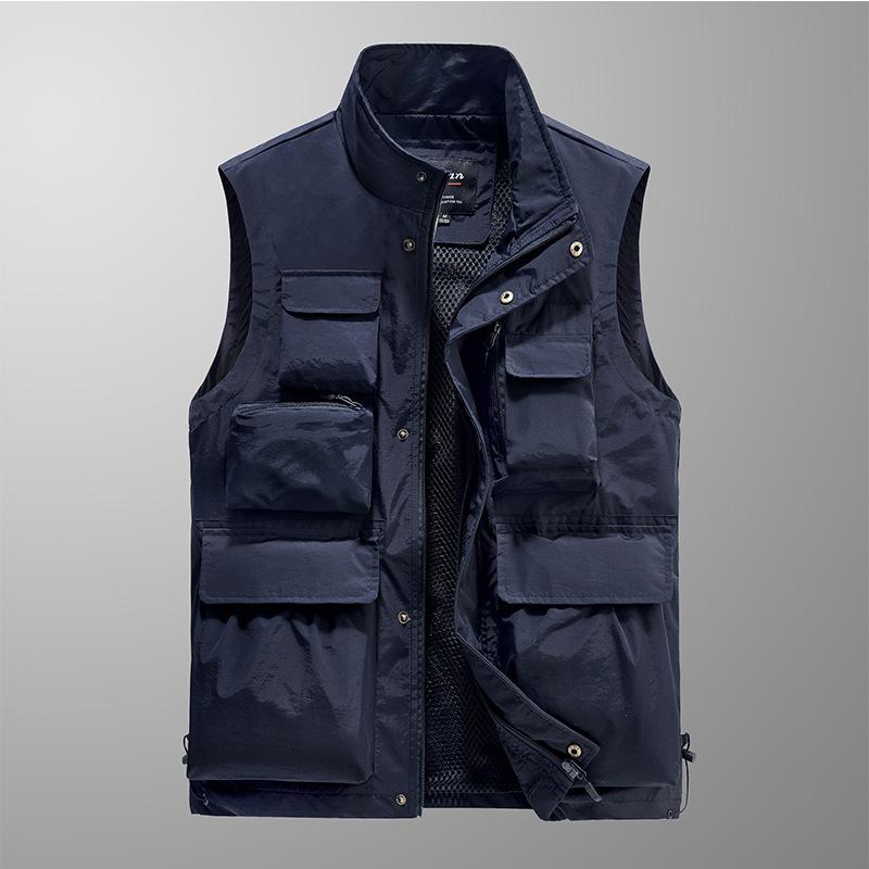 Spring and Summer Outdoor Vest Men's Fishing Photographer Loose Casual Horse Clip Large Size Multi-pocket Tactical Vest Jacket