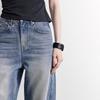 Chuyu Women's High-Waist Loose Denim Split Scythe Pants