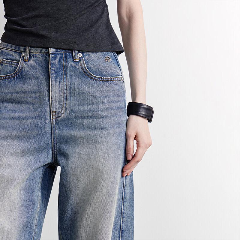 Chuyu Women's High-Waist Loose Denim Split Scythe Pants