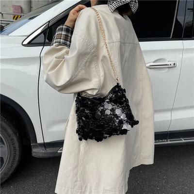 Fashion Sequined Chain Bag Casual Versatile Women's Shoulder Bag Premium Texture Small Square Bag Crossbody Bag