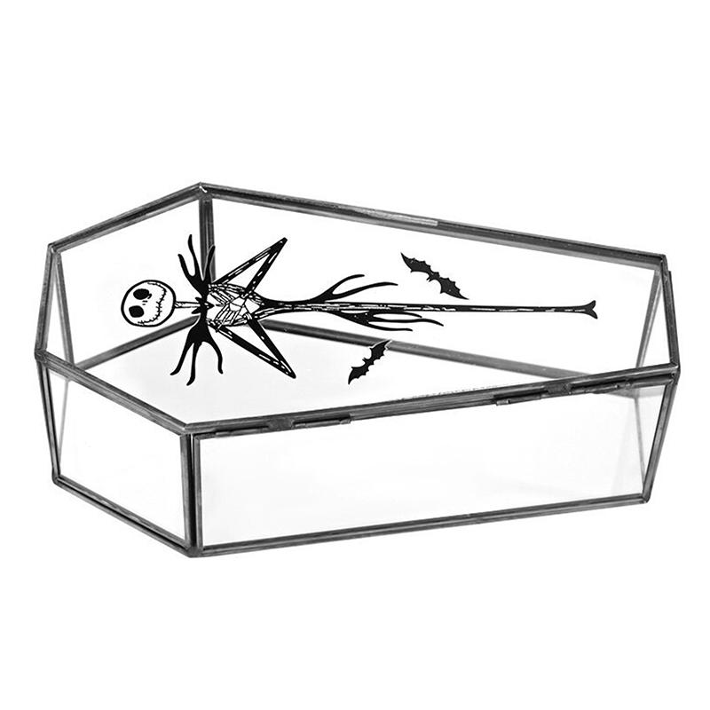 Gothic Black Glass Jewelry Box Coffin Trinket Holder Small Display Case Gift Boxes Decorative Storage Box Halloween Candy Box