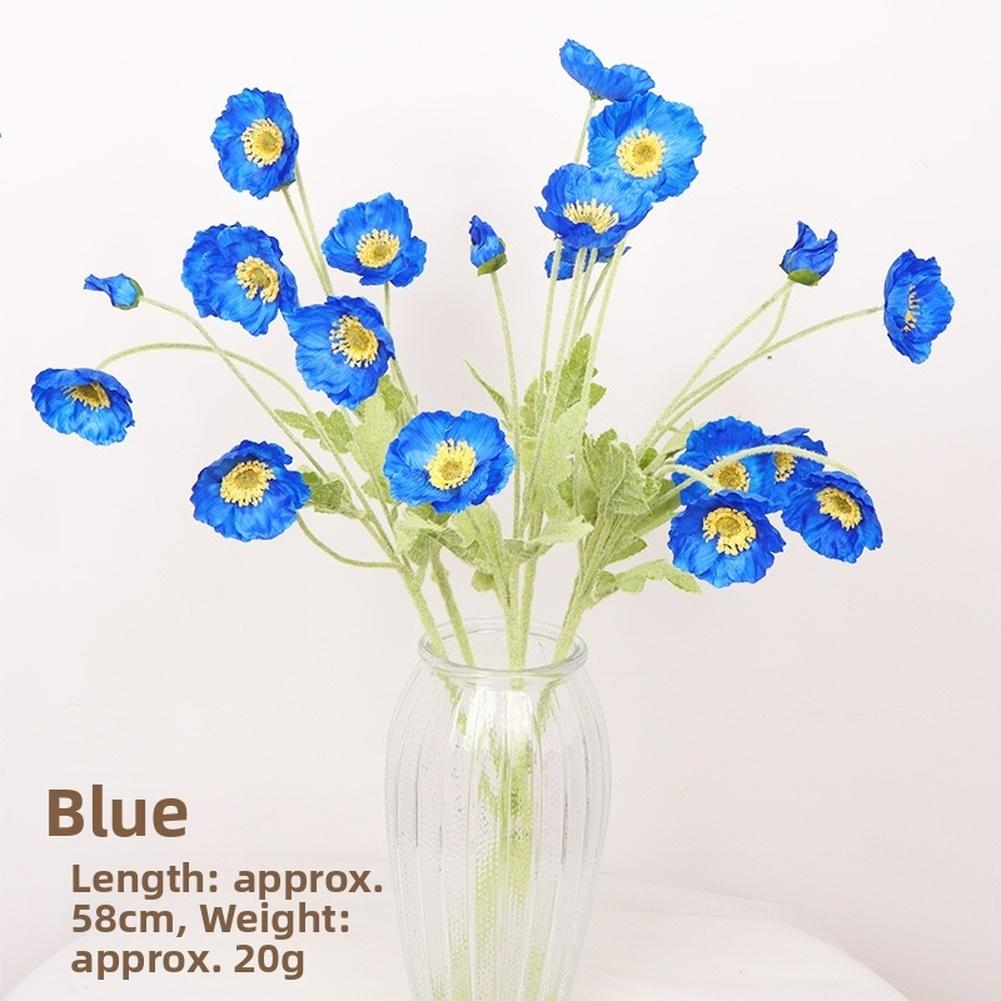Lifelike Petals Silk Flower Bouquet Flexible Stems Bendable Stems Blue