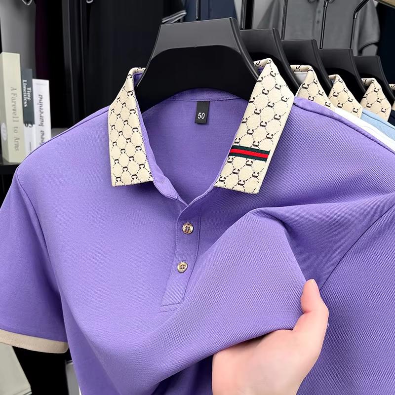 STORN High Quality Men's Short Sleeve Polo Shirt Light Luxury Business Style Comfort Casual Patchwork Neckline Fashion T-shirt