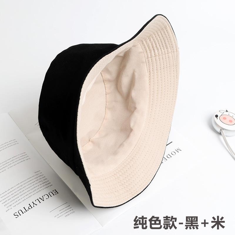 Bucket hat women's summer face small hat fashionable versatile double-sided sun hat