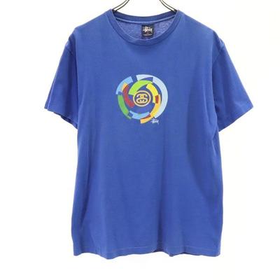 90s Navy Blue Tag Made In USA Print Short Sleeve T-shirt M Blue Men's Used