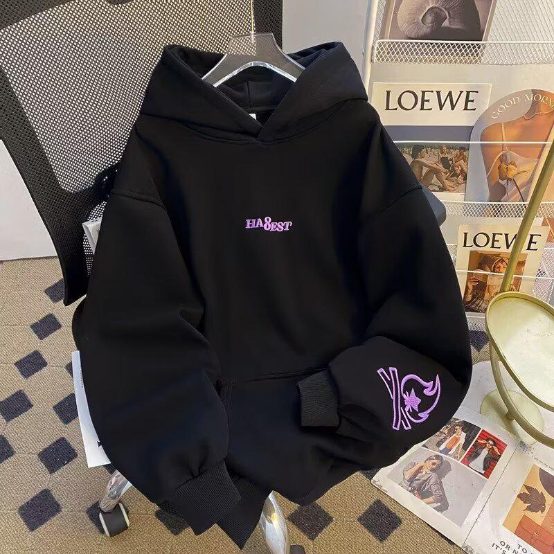 Men's American Retro Trendy Loose Hooded Jacket – Versatile Heavyweight Simple Hoodie