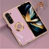 Shockproof Plating Ring Holder Phone Case for Samsung Galaxy Z Fold 6 5 4 Protective Stand Back Shell Luxury Full Protection Cover