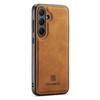 DG.MING For Samsung Galaxy S25 FE Case PU Leather Covered PC + TPU Hybrid Phone Shell