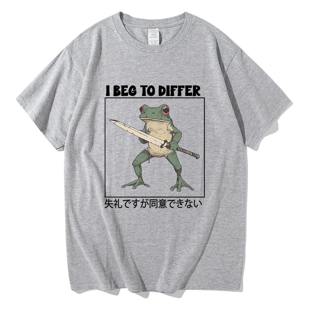 I Beg To Differ Frog T Shirt Funny Japanese Frog Retro Women Clothing Harajuku Clothes Summer Cotton T Shirts Tops