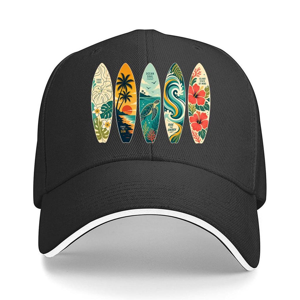 Tropical Surfboard Paradise Sunset C Sandwich Baseball Cap Sun Cap Outdoor Workouts Hat