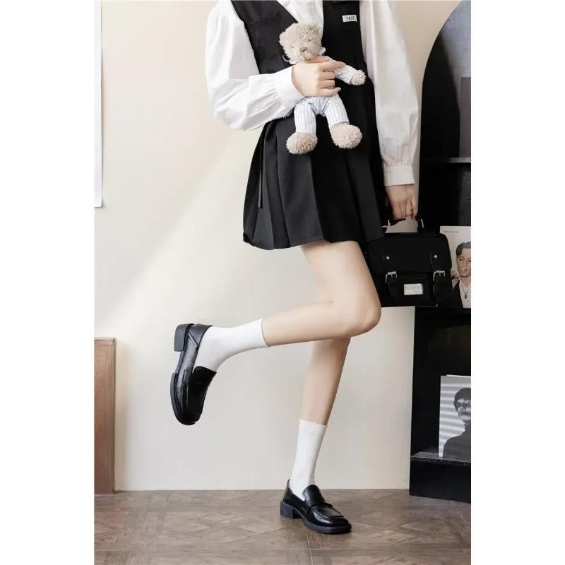 Mädchen Kniestrümpfe Schwarz und Weiß 13-18 Jahre Alt Weiblich Frühling und Herbst Hohe Socken und Kniestrümpfe Frottee Lolita Socken