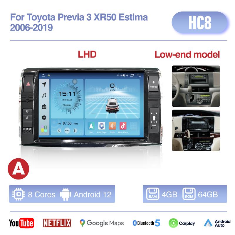 

11,6 Автомобильный мультимедийный видеоплеер для Toyota Previa 3 XR50 Estima 2006-2019 GPS-навигация Радио Стерео Android13 Carplay 4G Wi-Fi