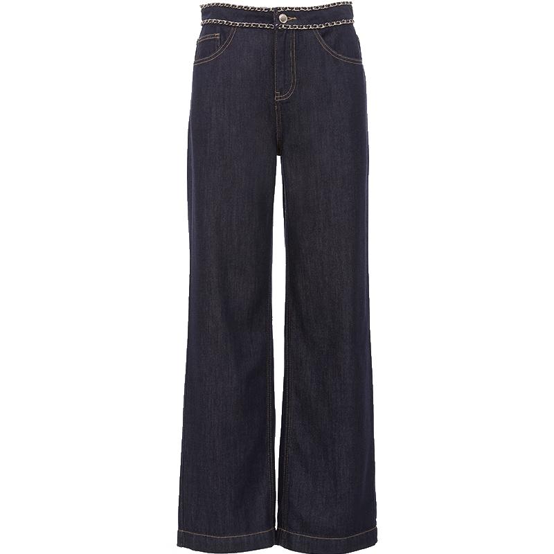 VEROMODA Straight-Leg Jeans with Metal Chain & Contrast Stitching