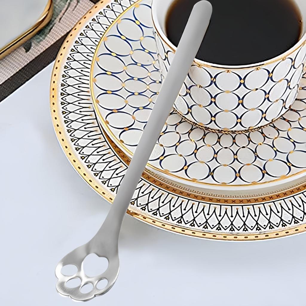 1pc Cat Paw Coffee Spoons, Cute Cat Paw/Dog Paw Stainless Steel Teaspoon Sugar Ice Cream Cake Dessert Spoon Stirring Spoon,.