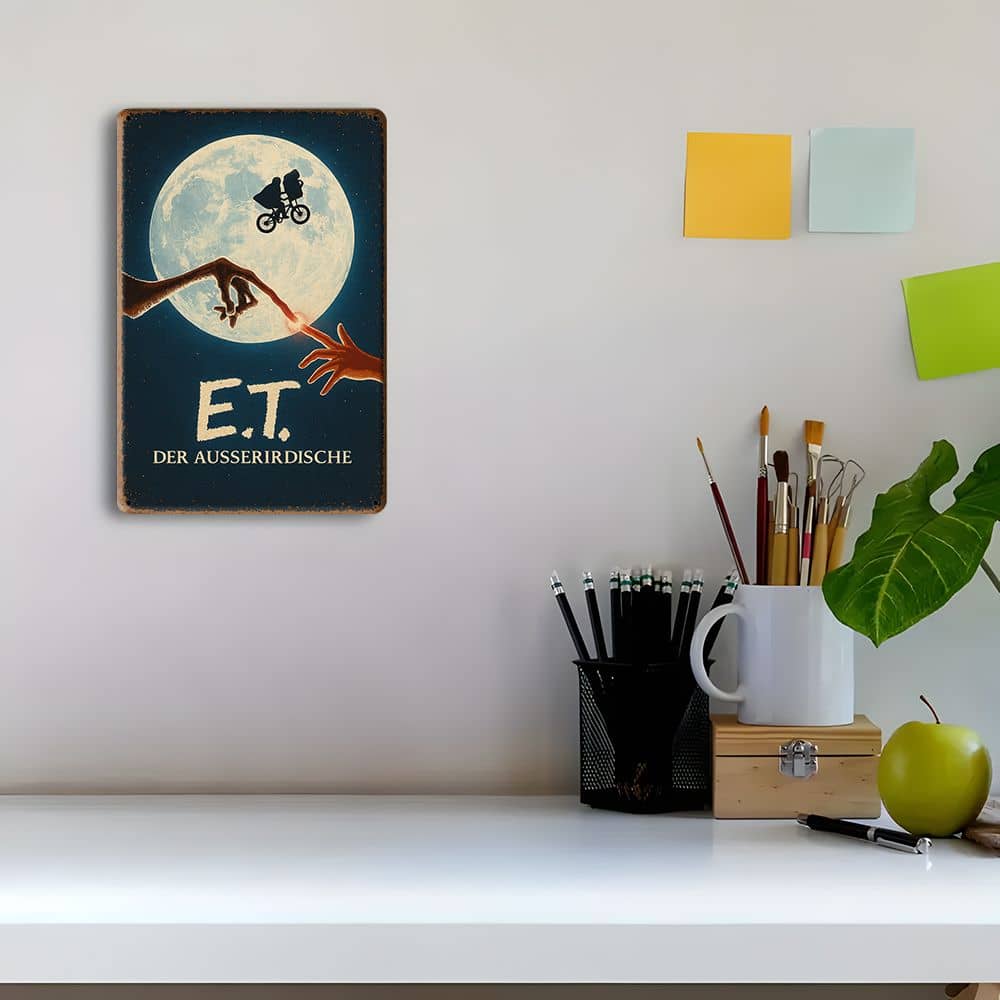 Vintage Alien Movie Metal Wall Art - 30.48cm X 20.32cm Retro Tin Sign for Home, Bar, Cafe Decor - Easy Hang, Poster, Iron Sign