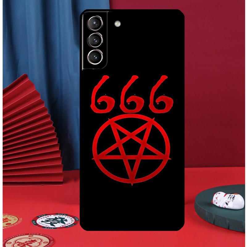 Pentagram 666 Demonisk Satanisk Telefonfodral För Samsung Galaxy S24 Ultra S9 S10 S20 FE S21 S22 S23 Plus S25 Ultra Baksida