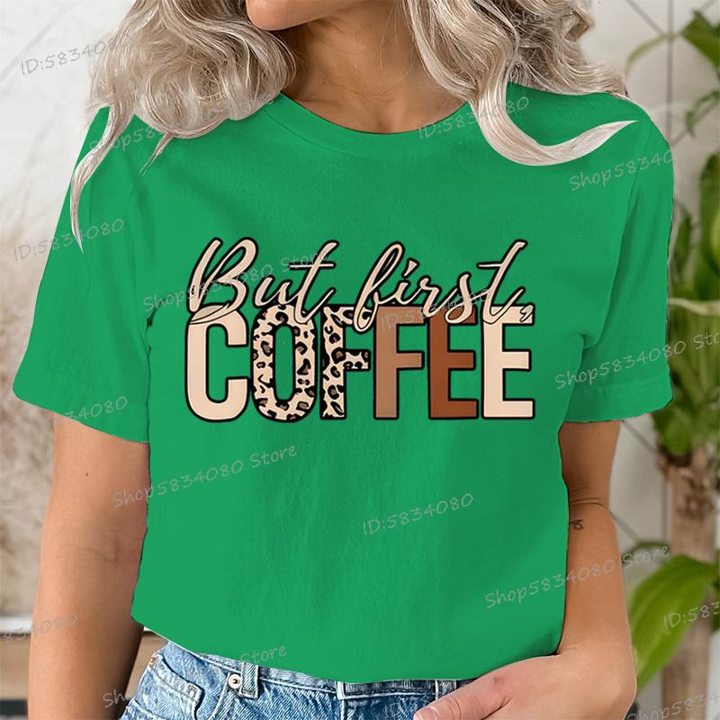 Gift For Coffee Lover Printed Tshirt But First Coffee Leopard Print Tshirt Crew Neck Leopard Coffee Graphic T Shirt For Unisex
