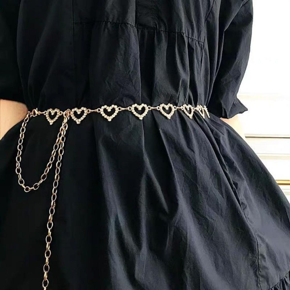 Tassel Heart Waist Chain Rhinestone Bikini Belly Chain Adjustable Body Jewelry  Dresses