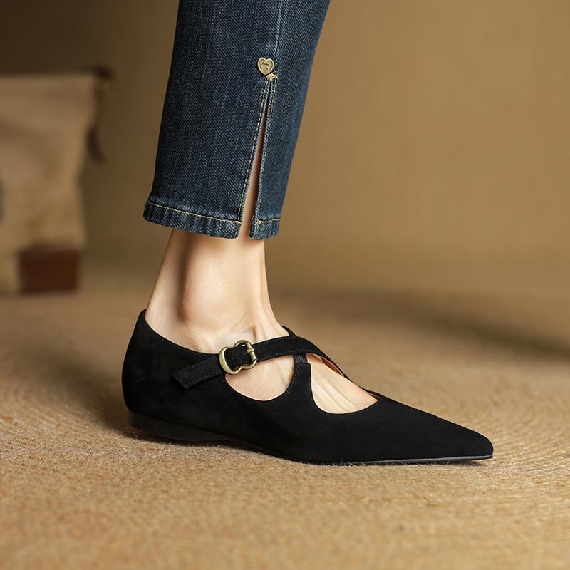 Fashion 2025 New Classic Retro Women Flats Buckles Loafers Suede Quality Metal Decoration Casual Shoes Ladies Fashion Dress Mocasines