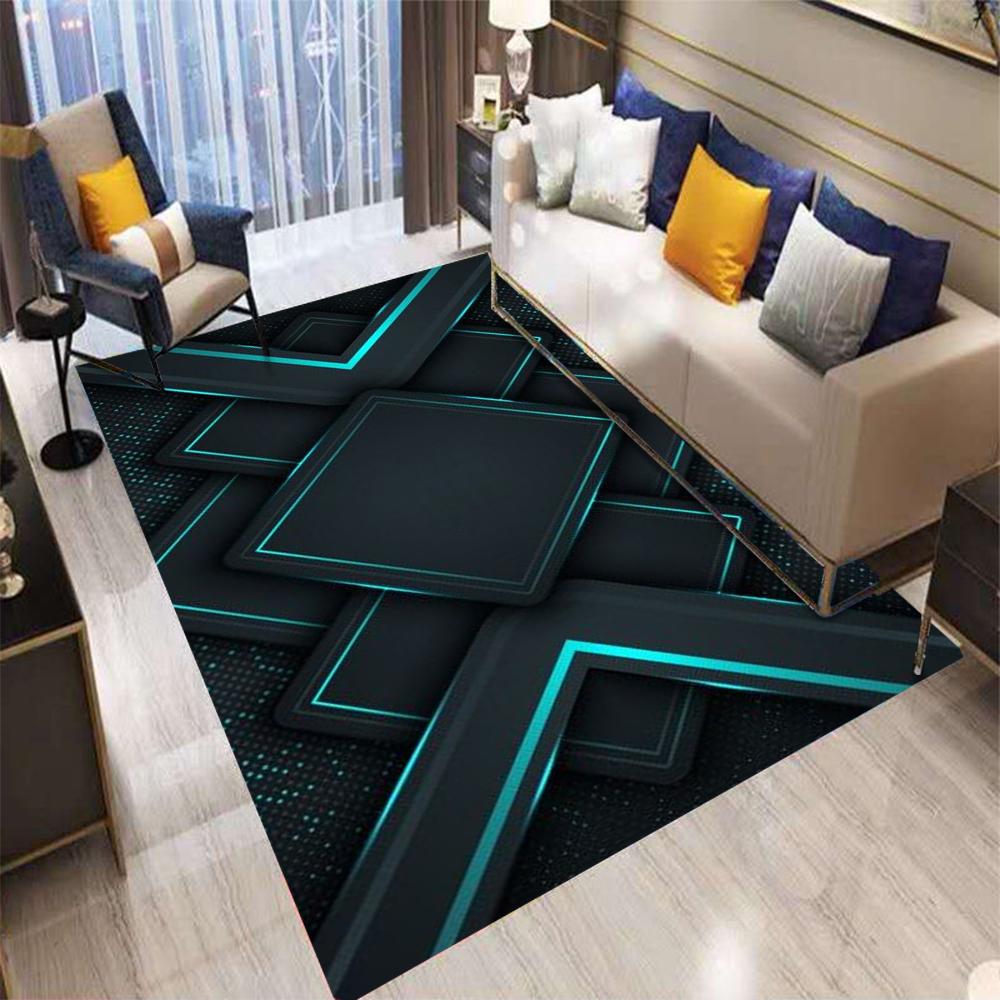 Geometrischer Teppich im Gaming-Stil für das Wohnzimmer Fluoreszierendes Farbdesign Innen-Heimdekoration Teppich für große Flächen Bodenmatte für Tech-Home
